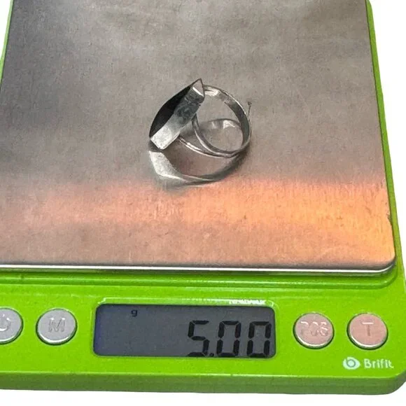 Vintage Modernist MCM Sterling Silver Ring Black Onyx Marquise Cut Stone Size 8 - Picture 7 of 10